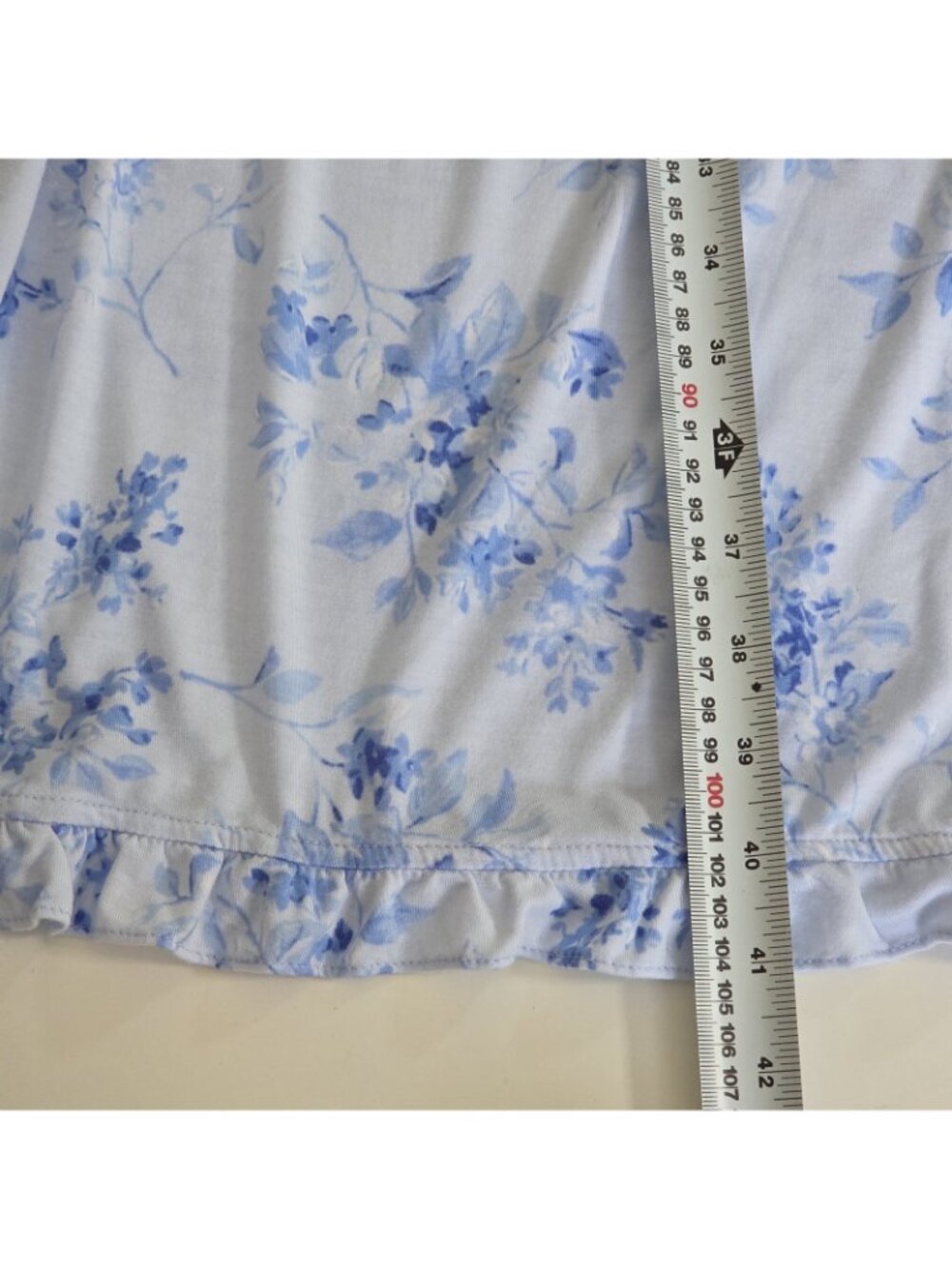 Eileen West Modal Nightgown M Blue Floral Lace Trim Ruffle Sleepwear Trad Wife - Picture 8 of 15